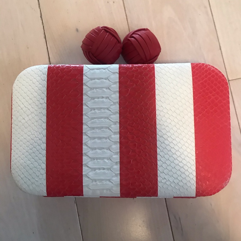 Sam Edelman red/ white clutch